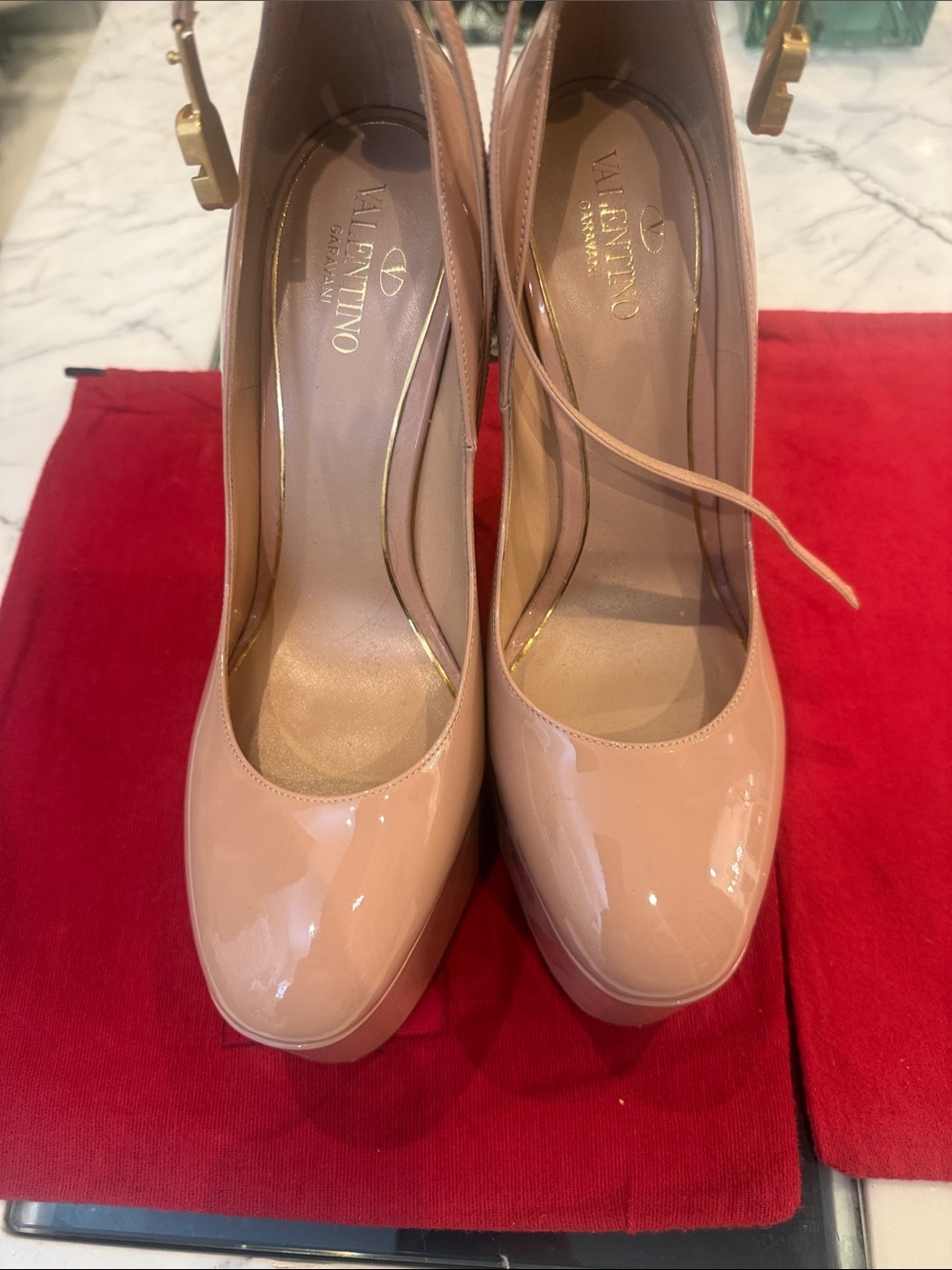 Valentino Garavani Nude Patent Leather Platform Pumps